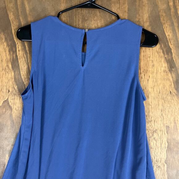Ann Taylor LOFT Womens Blouse Blue Pleated Sleeveless Petite Small - Picture 9 of 10